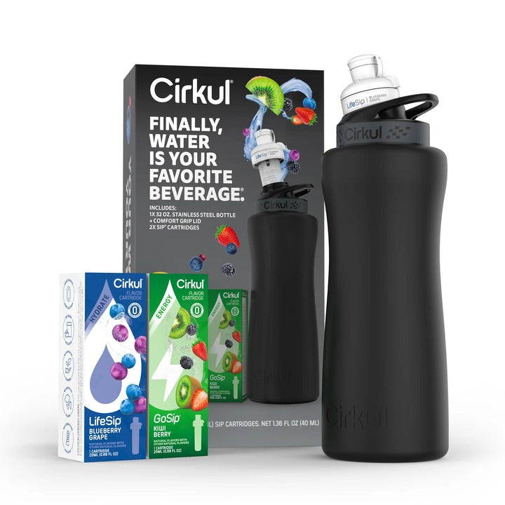 Starter Kit: 32oz. Stainless Steel Bottle, Lid, & Cartridges