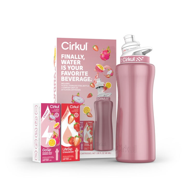 Starter Kit: 32oz. Stainless Steel Bottle, Lid, & Cartridges