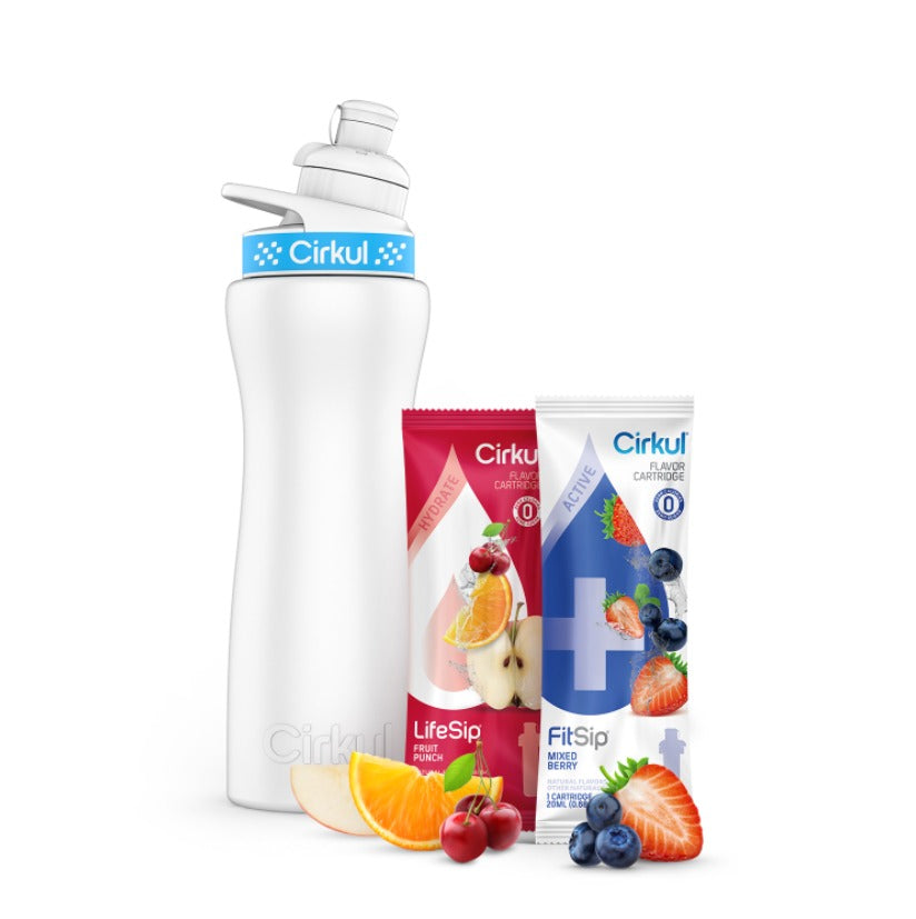 Starter Kit: 22oz. Stainless Steel Bottle, Lid, & 2 Cartridges