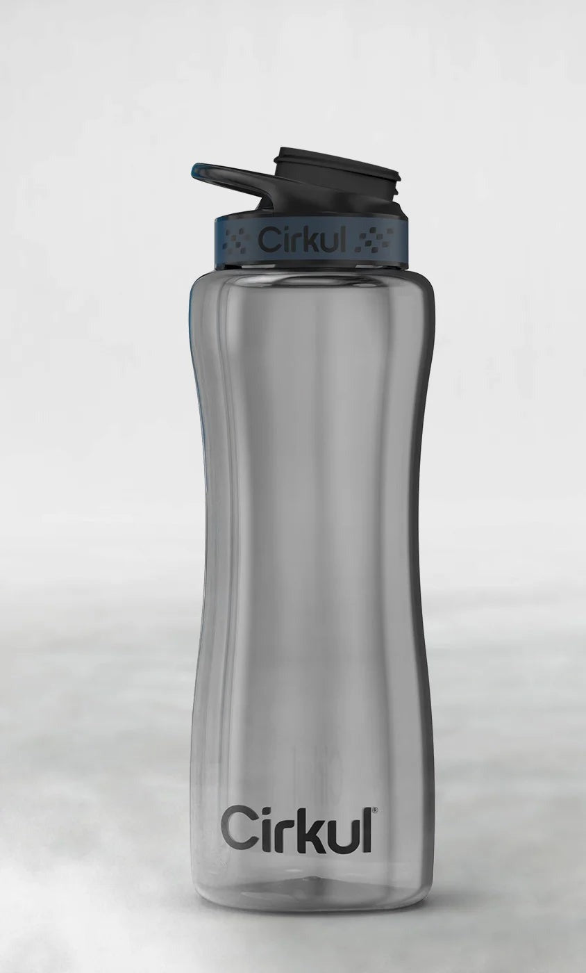32oz. Black Tint Plastic Bottle with Gray Lid