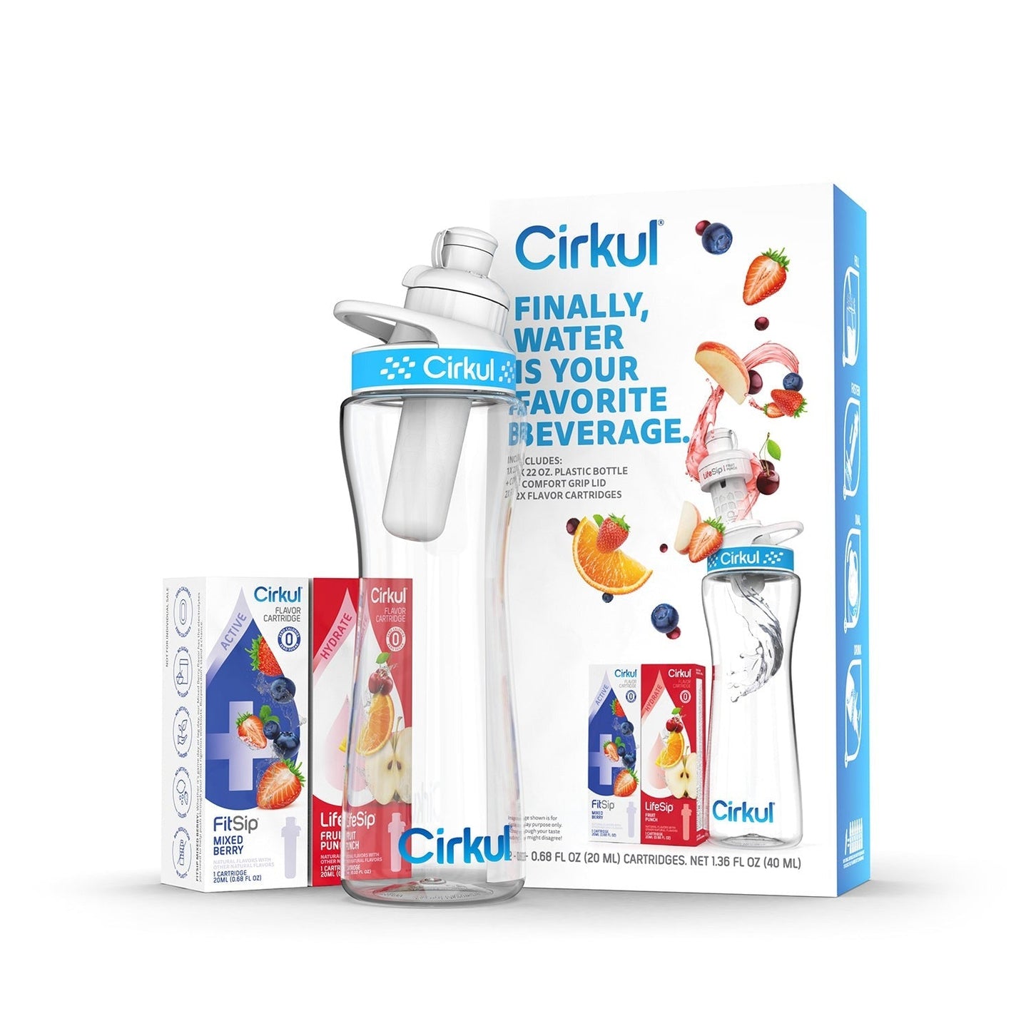 Starter Kit: 22oz. Plastic Bottle, Lid, & Cartridges